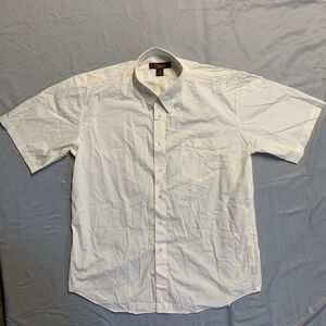 Crivelli Men’s Short Sleeve Size 17 White Button Down Shirt Preppy Casual